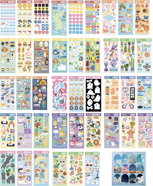 Cute Korean Bulk 42 Sheets Removable Sticker Pack
