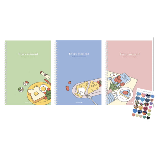 aesthetic Korean spiral notebook it's a date 3 count set
