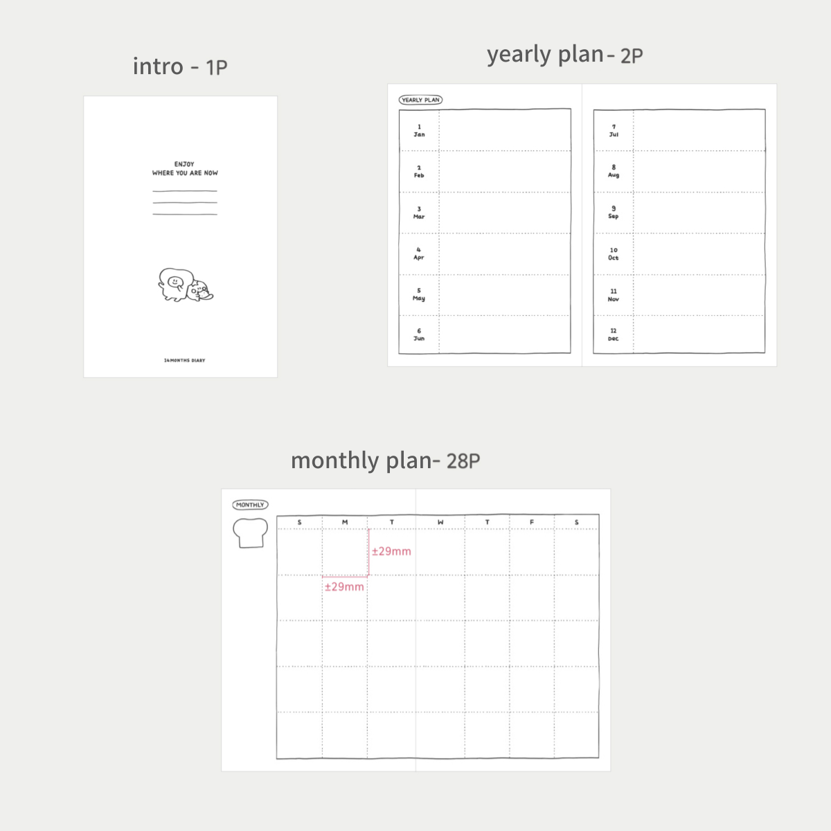 toast korean undated planner intro yearly plan monthly