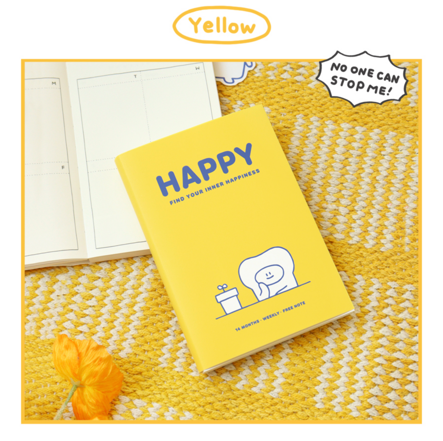 happy yellow 2023 undated planner
